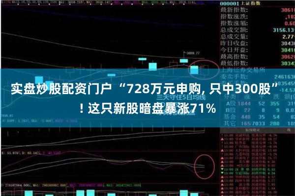 实盘炒股配资门户 “728万元申购, 只中300股” ! 这只新股暗盘暴涨71%